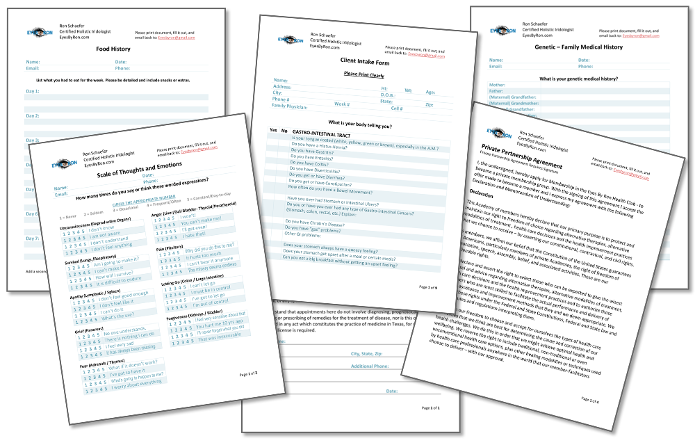 holistic iridology forms to fill out for iridology analysis